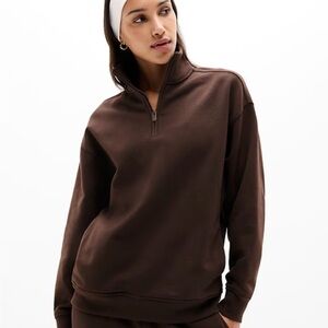 Athleta Forever Fleece  Half-Zip Sweatshirt 2x NWT Truffle